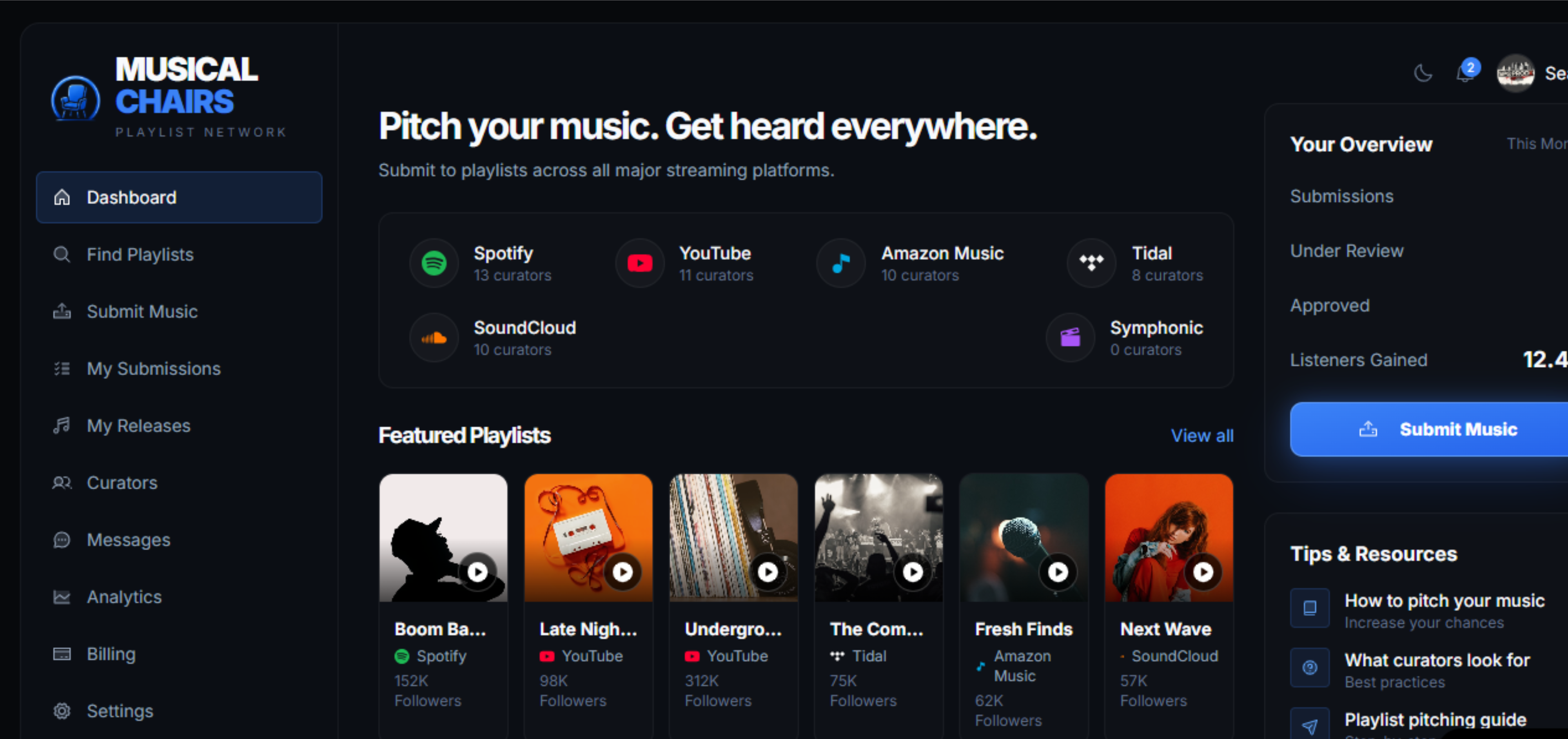 Musical Chairs dashboard preview